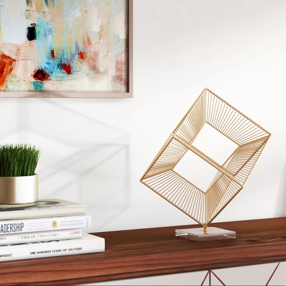 Cube Whitted Sculpture by Brayden Studio - Gold finish - Picture 7 of 7